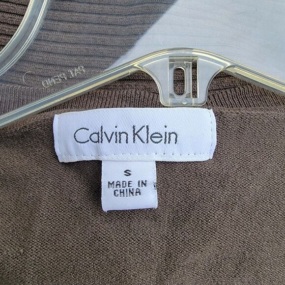 Womens calvin klein silk blend drape frnt open front cardigan green sz small - Picture 3 of 4